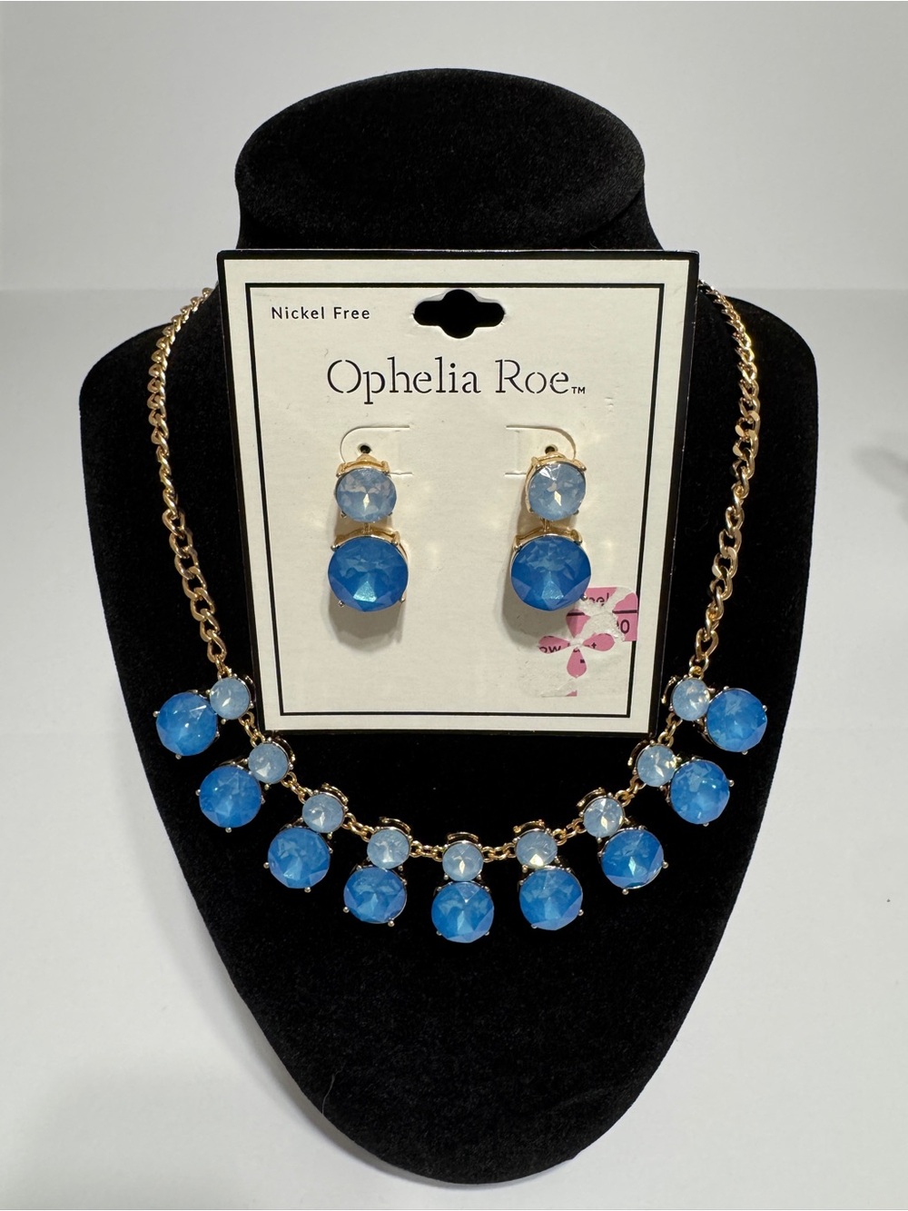 Ophelia Roe Blue Faceted Statement Necklace & Earring Set